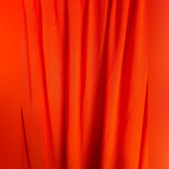 NWT ASOS Coral Orange Mesh Overlay Empire Waist Skater Maxi Dress 14 - Picture 12 of 13
